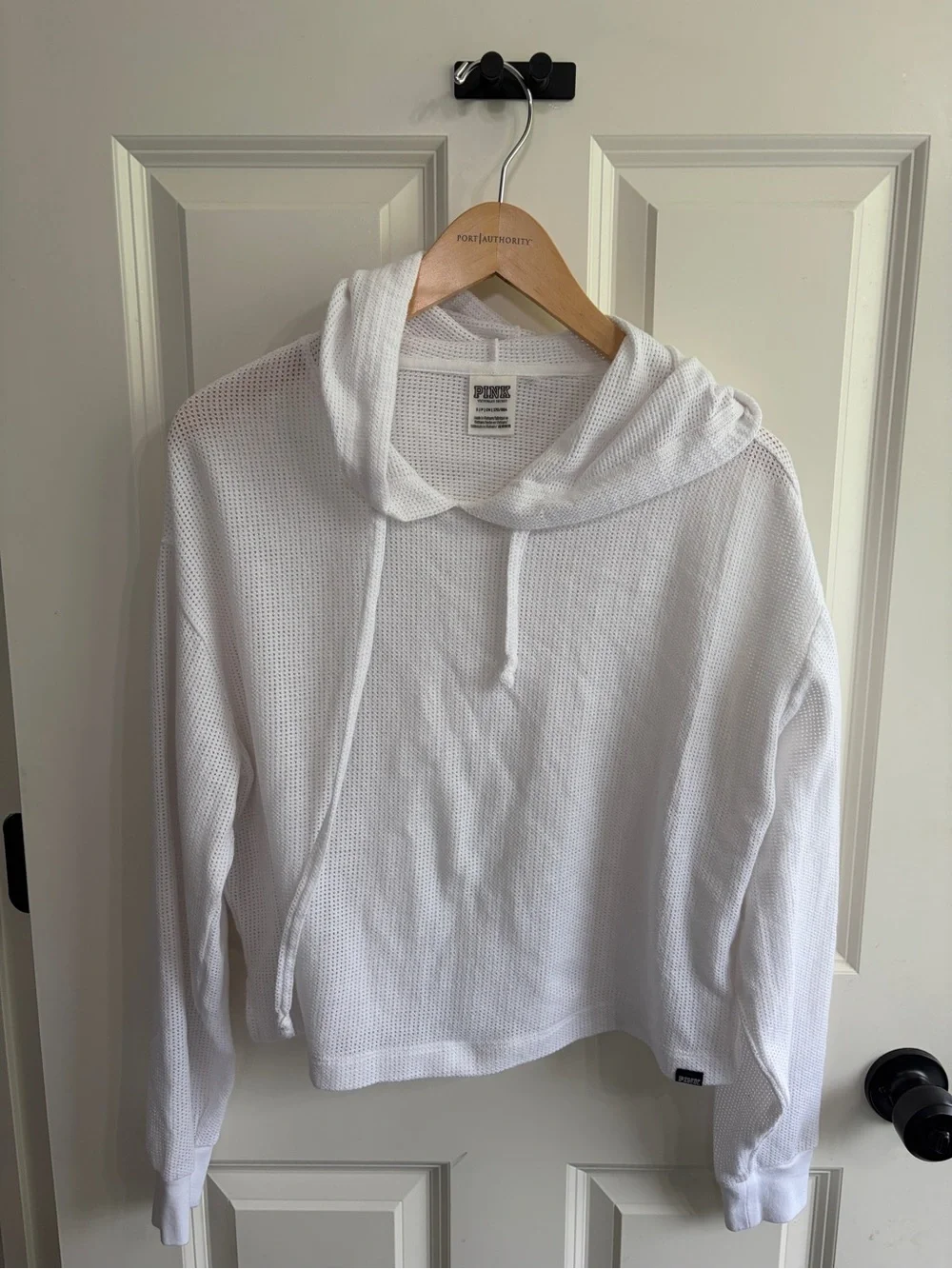 Like new PINK Victoria's Secret size S White Mesh Hooded Pullover. So cool. - Picture 1 of 8